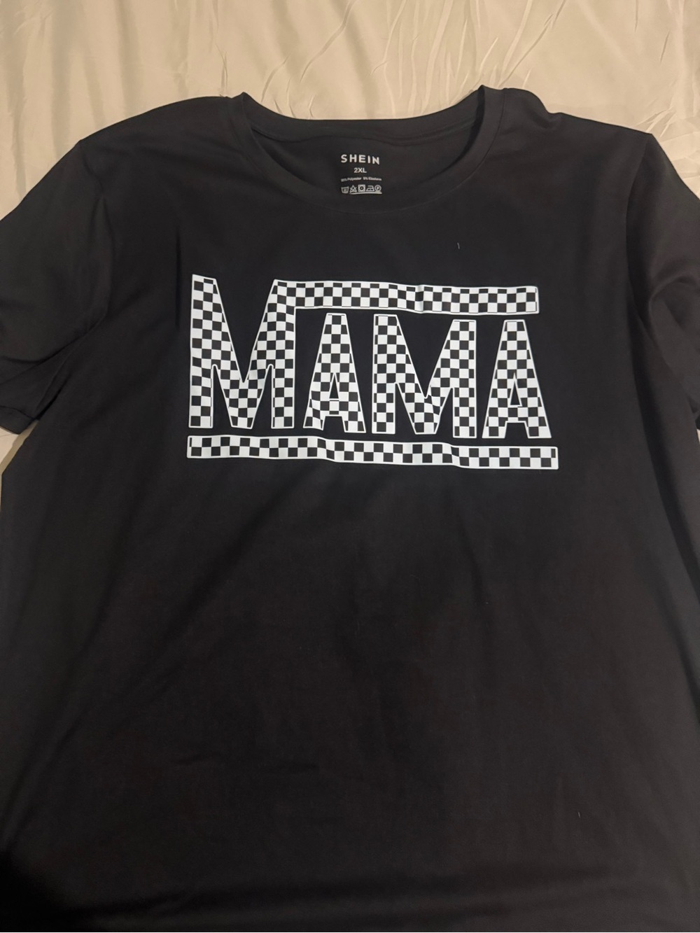 SHEIN Black & White Checkerboard "MAMA" Graphic Tee - Men's